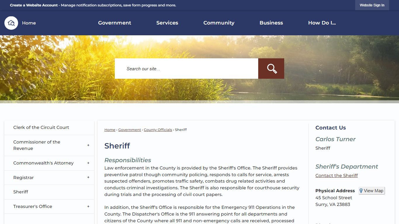 Sheriff | Surry County, VA