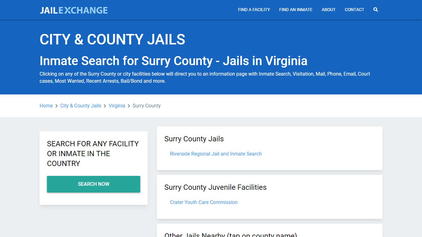 Inmate Search for Surry County | Jails in Virginia - Jail Exchange